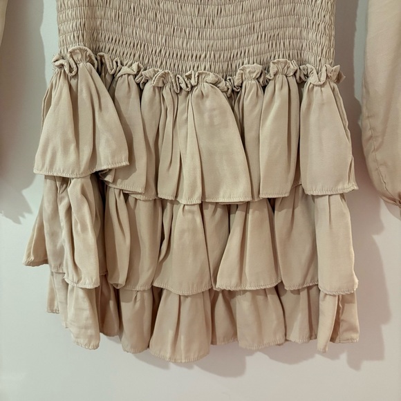 Tan Ruffle Dress - Picture 3 of 6
